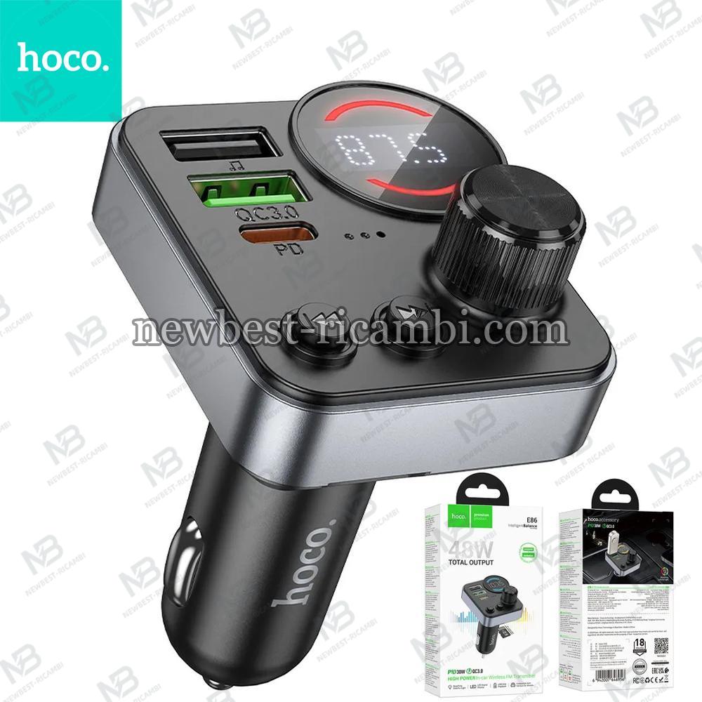 Car transmitter bluetooth Hoco 2 x USB A + USB C QC3.0 PD 48W E86 black In Blister