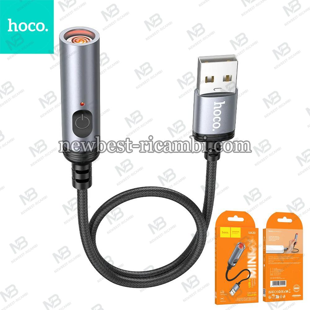 Adapter USB A to cigarette lighter Hoco 0,3 m UA30 black In Blister