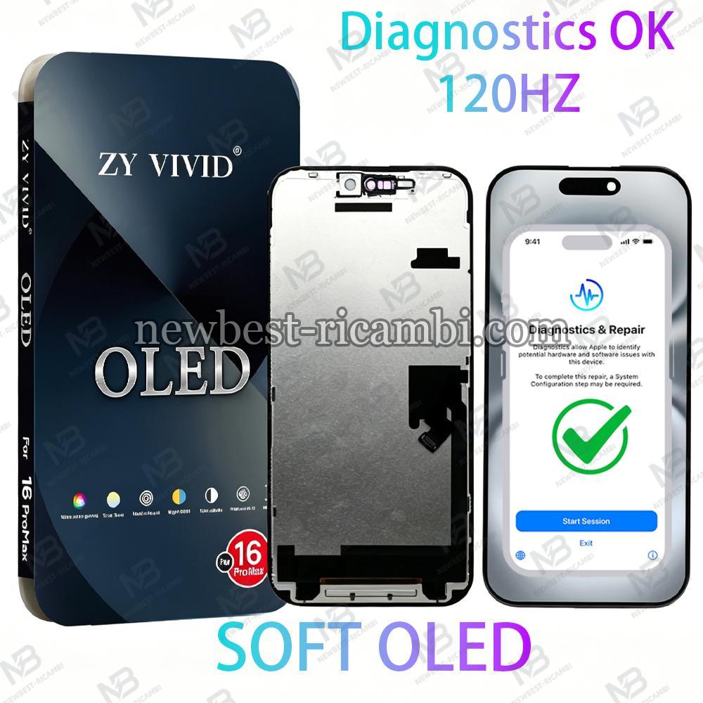 iPhone 16 Pro Max Touch+Lcd+Frame Black ZY Oled Soft COF Diagnosable 120HZ 