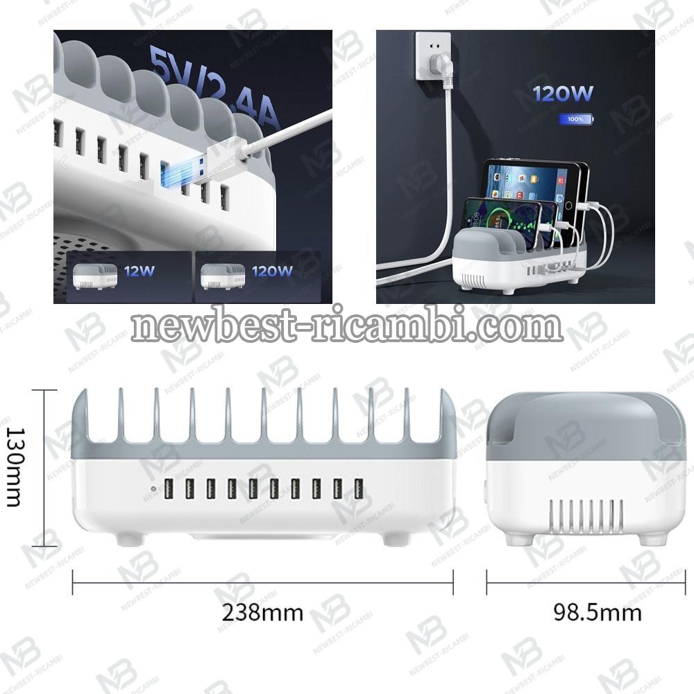 Desktop Charger Orico DUK-10P-V1 120W 2.4A 10 x USB-A White in Blister