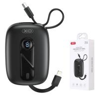 XO Power Bank 10000 mAh 22.5W + Built in Cables Type-C and Lightning + Digital Display Black - PR246 in Blister