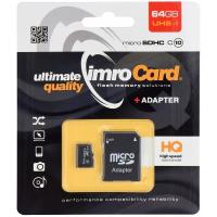 microSDXC Memory Card Imro with Adapter 64Gb Class 10 / UHS-1 U1 in Blister