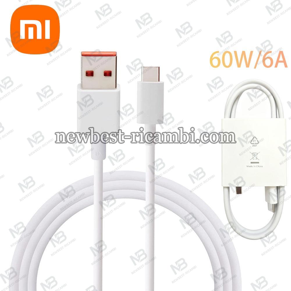 USB-A to USB-C Cable Xiaomi 60W 6A 1m White 450100001S4S Bulk