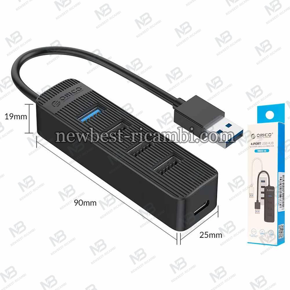 USB Hub Orico TWU32-4A-BK-EP-HU 1 x USB-A 3.1 - 3 x USB-A - 1 x USB-C Black in Blister