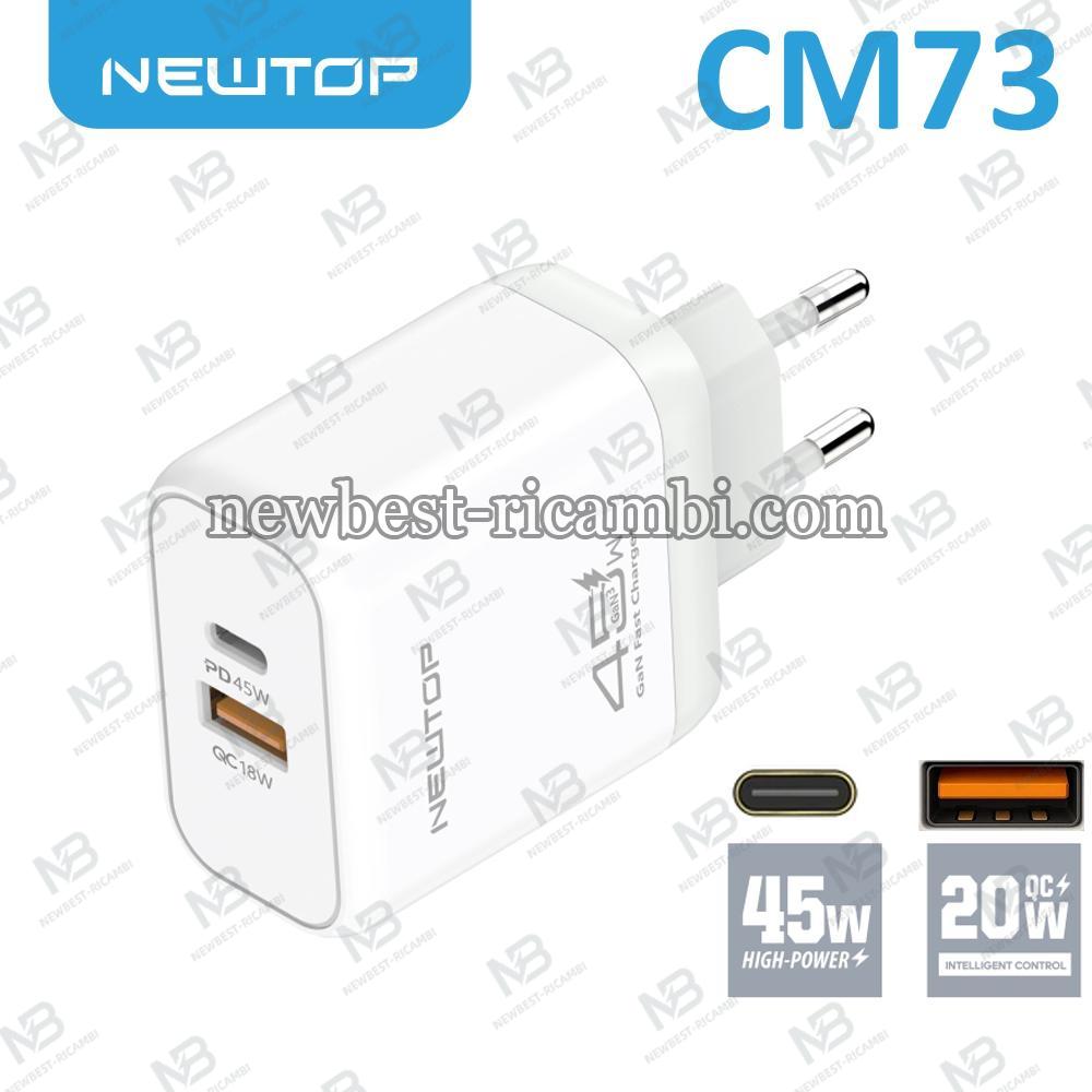 NEWTOP CM73 GAN CARICATORE DA MURO USB-A + PD 45W