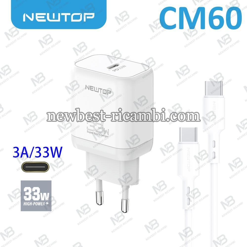 NEWTOP CM60 CARICATORE DA MURO PD 33W CON CAVO TYPE-C/TYPE-C