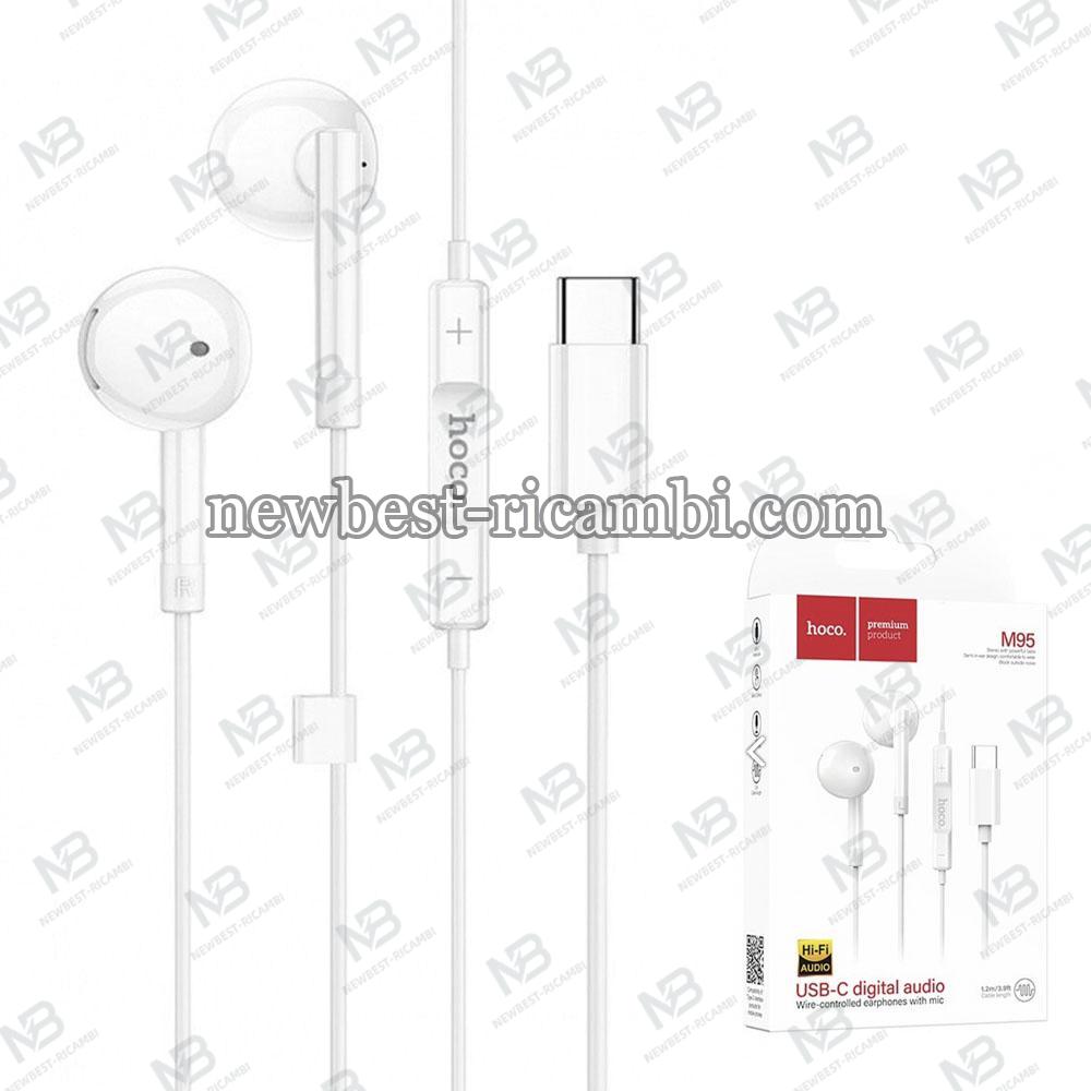 Handsfree USB-C Hoco M95 White in Blister