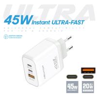 NEWTOP CM074 GAN CARICATORE DA MURO USB-A + 2C 45W